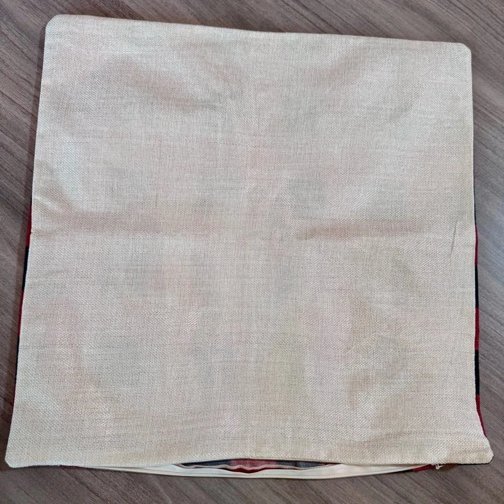 Festive Plaid and Reindeer Pillow Covers-17”x17”